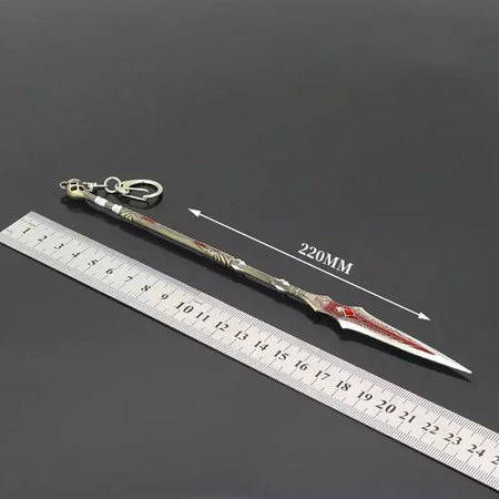 Novo 22cm deus da guerra lança arma ragnarok draupnir arma de metal samurai espada mochila chaveiro coleção festival presente brinquedo criança