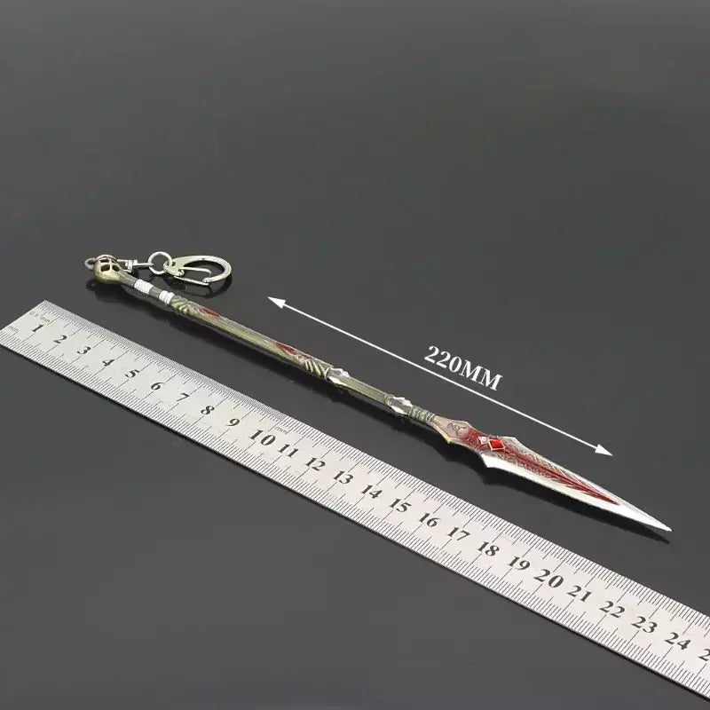 Novo 22cm deus da guerra lança arma ragnarok draupnir arma de metal samurai espada mochila chaveiro coleção festival presente brinquedo criança