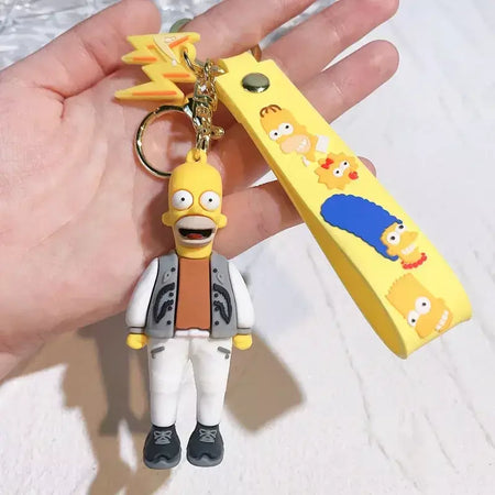 Os simpsons chaveiro figura de ação dos desenhos animados chaveiro kawaii saco pingente casais moda carro chaveiro acessórios crianças brinquedo presentes