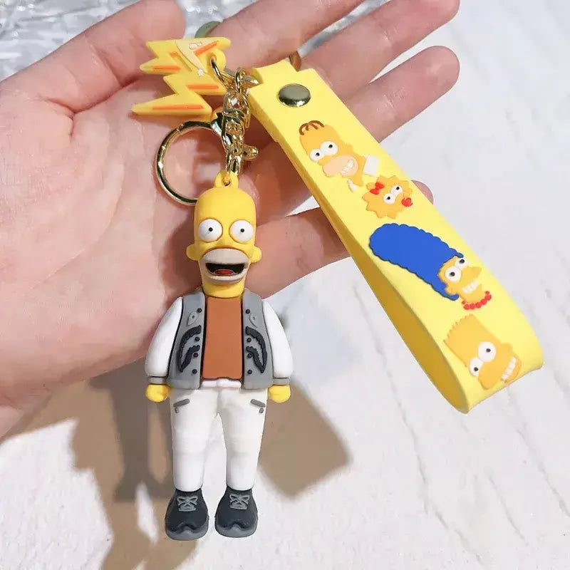 Os simpsons chaveiro figura de ação dos desenhos animados chaveiro kawaii saco pingente casais moda carro chaveiro acessórios crianças brinquedo presentes