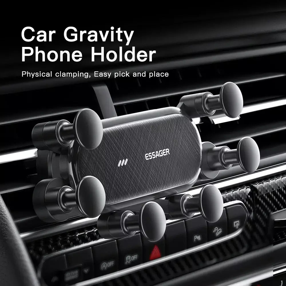 Essager gravidade suporte do telefone do carro clipe de ventilação de ar montar suporte do telefone celular no carro gps suporte para iphone 14 13 12 pro xiaomi