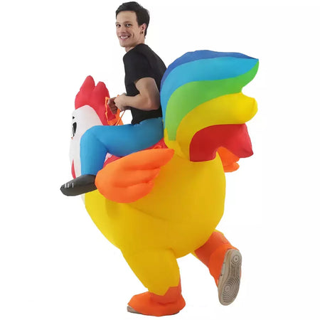 Adulto galo inflável traje engraçado unicórnio elk animais terno inflável halloween carnaval meio corpo explodir terno para cosplay
