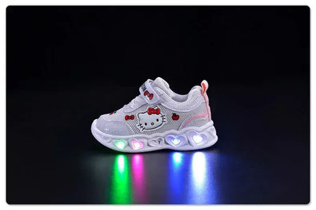 Sanrio led crianças sapatos para meninas bonito dos desenhos animados olá kitty sapatos de verão menina kawaii sapatos de fundo macio tênis casuais