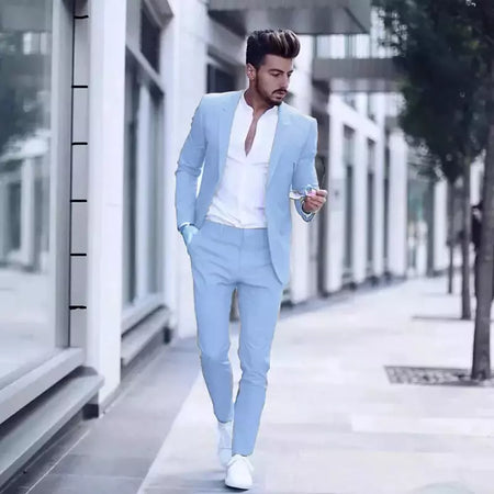 Ternos casuais masculinos de negócios para casamento, smoking masculino, terno de negócio justo, lapela de pico, Terno, traje masculino, 2 peças