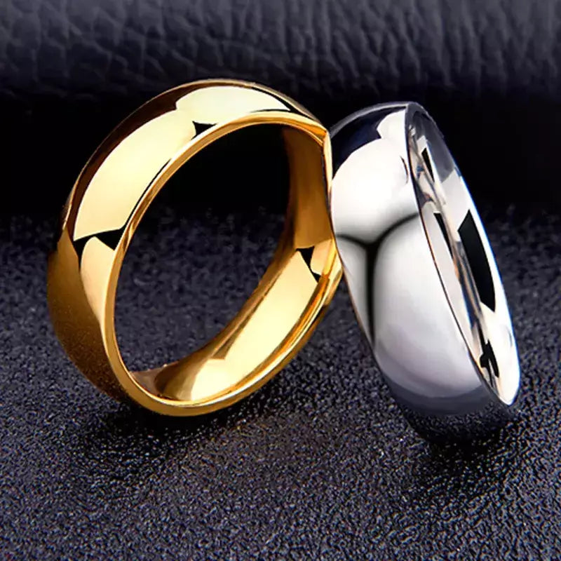 Anel de titânio simples de 6mm, feminino, masculino, evita alergias, alto polimento, anéis de casamento, aço inoxidável, casal, joias de dedo, presentes