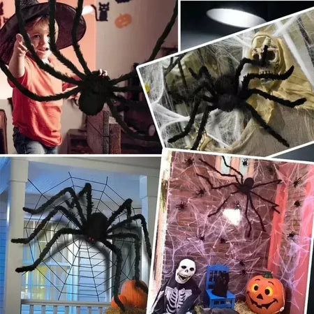 Halloween grande aranha de pelúcia horror decoração de halloween festa prop ao ar livre aranha gigante decoração 30-200cm câmara brincadeira aranha preta