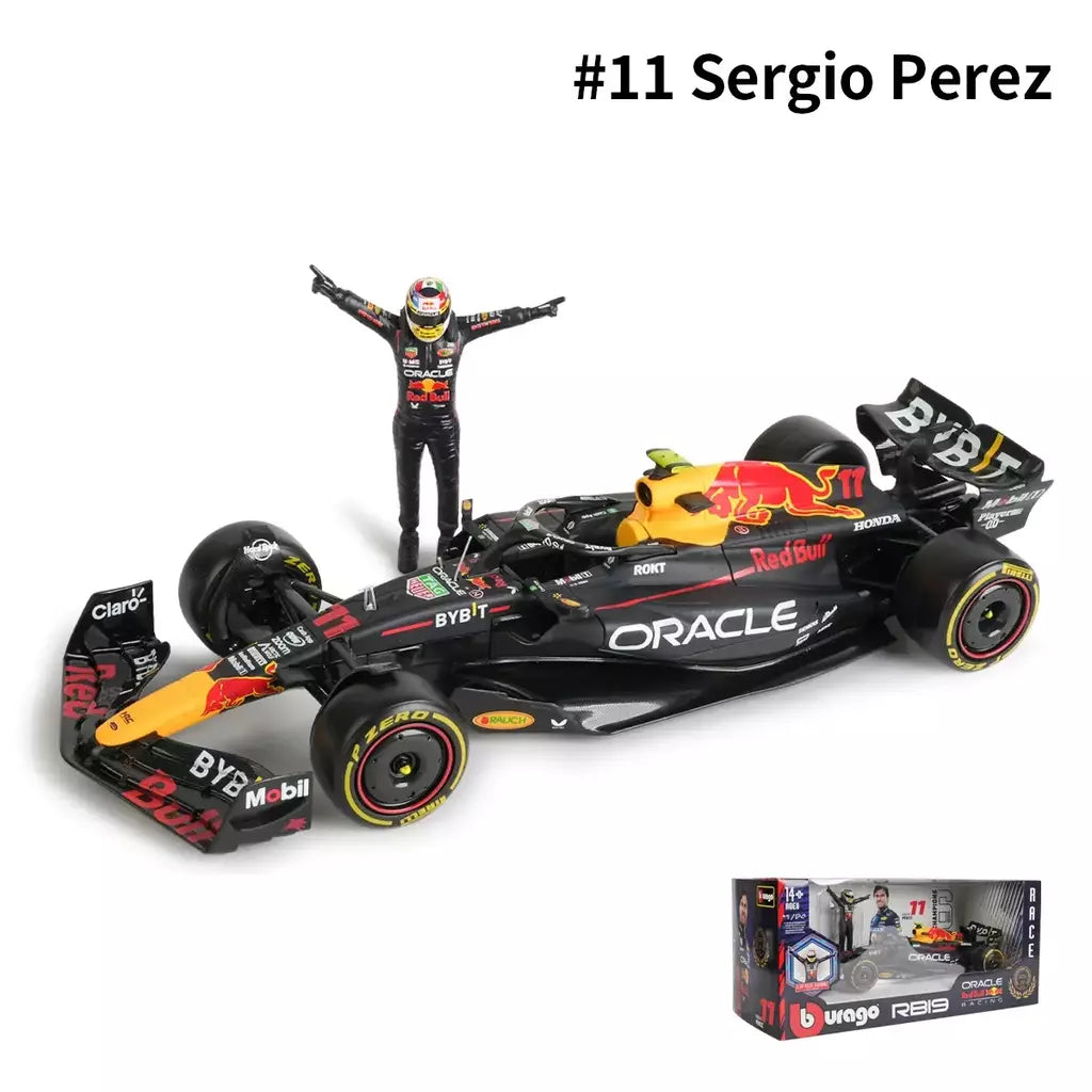 Bburago-Modelo de carro Red Bull Racing, 1:24, 2023, F1, RB19 + boneca vencedora, 1 # Verstappen, 11 # Perez, Fórmula Um, Modelo Super Toy Car