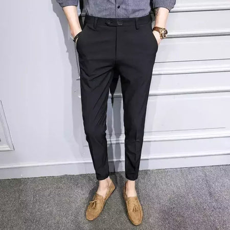 Xadrez masculino anti-rugas calças cortadas, roupas de grife casual, terno masculino reto, verão, fino, barato, designer, cheque, 9