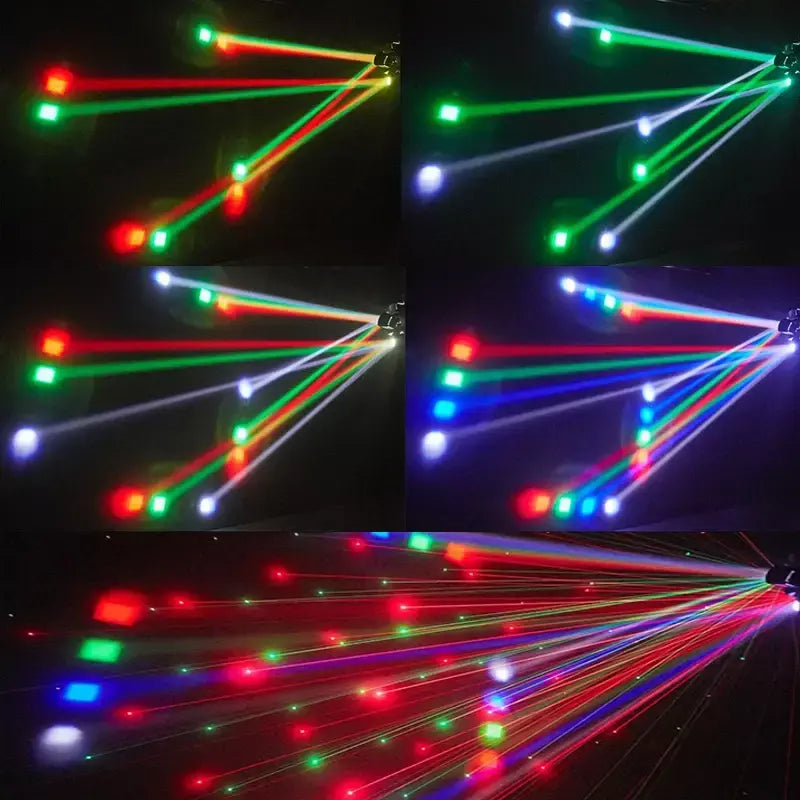 Controle remoto led feixe de luz cabeça móvel dmx vermelho & verde laser âmbar flash efeito iluminação dj discoteca festa luzes palco