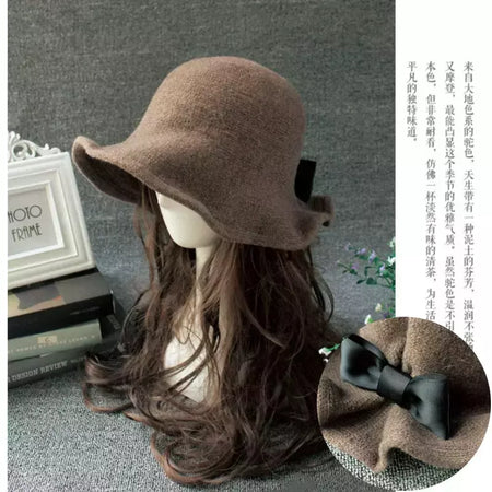 Chapéu de lã de bowknot vintage feminino, Fedoras para senhoras, cúpula de feltro para casamento Igreja Jazz, boné feminino elegante, outono e inverno