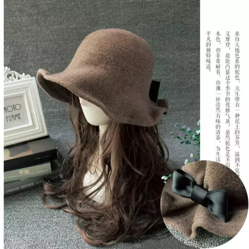 Chapéu de lã de bowknot vintage feminino, Fedoras para senhoras, cúpula de feltro para casamento Igreja Jazz, boné feminino elegante, outono e inverno
