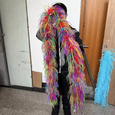 Boa de penas de avestruz arco-íris, 6/10/20 camadas, acessórios de festa fofos para mulheres, halloween, carnaval, cosplay, decoração de casamento, fantasia diy