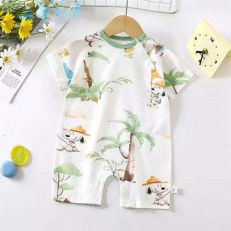 Bonito dos desenhos animados do bebê macacão verão de manga curta algodão fino recém-nascido roupas infantis bodysuit meninos meninas rastejando roupas macacão