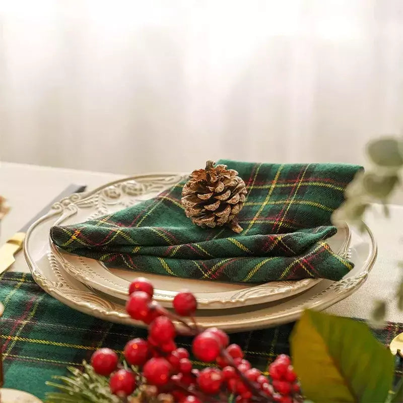 Classic Scottish Tartan Plaid Cloth Guardanapos, casa, hotel, decoração de mesa de jantar, Natal, 40x40cm, 4pcs por conjunto, 2023