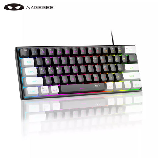 MageGee TS91 60% Teclado Com Fio Compacto 61 Teclas RGB Backlight Pequeno Computador de Escritório Portátil Teclado de Membrana Para PC Windows
