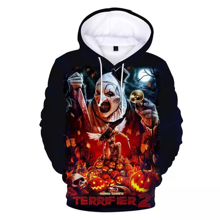 Terrifier 2 personagem assustador impressão 3d hoodies homens hip hop streetwear moletom pullovers harajuku fatos de treino topos roupas masculinas