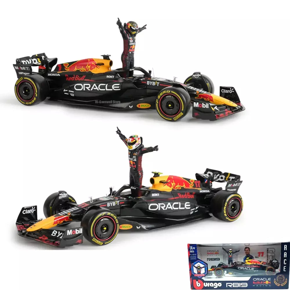 Bburago-Modelo de carro Red Bull Racing, 1:24, 2023, F1, RB19 + boneca vencedora, 1 # Verstappen, 11 # Perez, Fórmula Um, Modelo Super Toy Car