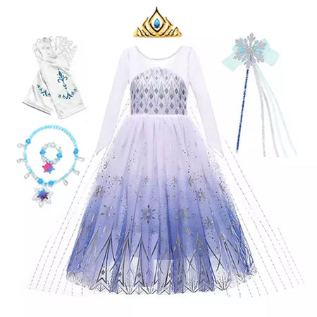 Crianças elsa traje menina aniversário malha vestido de princesa crianças cosplay neve rainha desempenho fantasia noite roupas de halloween