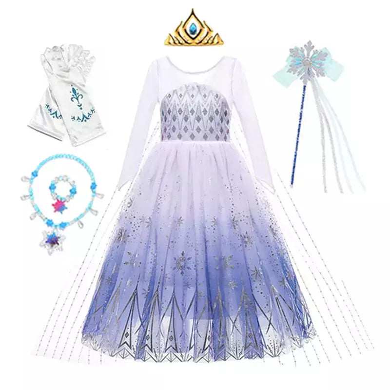 Crianças elsa traje menina aniversário malha vestido de princesa crianças cosplay neve rainha desempenho fantasia noite roupas de halloween