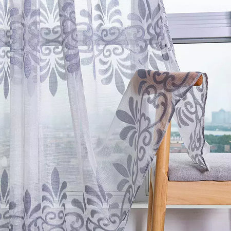 Tule Floral em Cortinas Puras, Tratamento Janela, Painel Persianas, Sala de estar, Quarto, Cozinha, Sombra, Roxo, Peônia