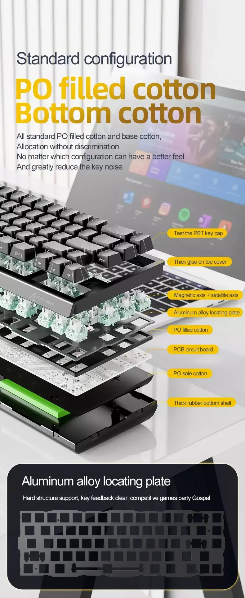 ATTACK SHARK X68HE Teclado Magnético Vermelho Com Fio Mecânico para Pro Gaming 0.01mm Trigg Rápido 8000Hz SOCD/Rs 0.125ms 128K Taxa