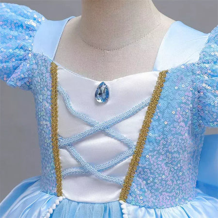 Cinderela cosplay traje crianças roupas para meninas lantejoulas vestido de princesa com luvas de coroa festa de aniversário vestido de baile 3-10 anos