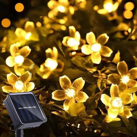 Led solar luzes da corda flor de cerejeira guirlanda luzes ao ar livre solar jardim pátio decoração luzes natal festa de casamento decoração
