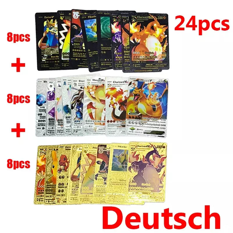 Pokemon arco-íris cartões ouro prata vmax gx cartão coleção batalha trainer cartão espanhol inglês francês criança brinquedos presentes de natal
