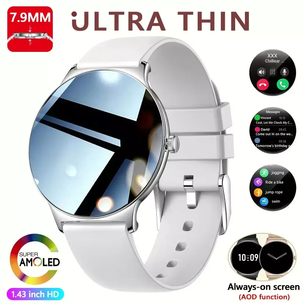 Para huawei novo ultra fino amoled relógio inteligente tela feminina sempre exibir tempo freqüência cardíaca bt chamando high-end moda smartwatch