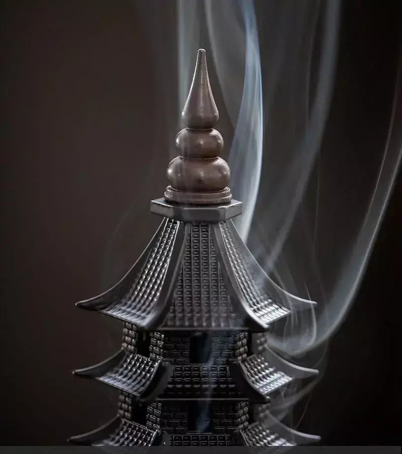 Queimador de incenso de liga chinesa, decoração tradicional cultural para casa, arquitetura, nove histórias, torre wenchang, sala de estar, escritório, ornamentos
