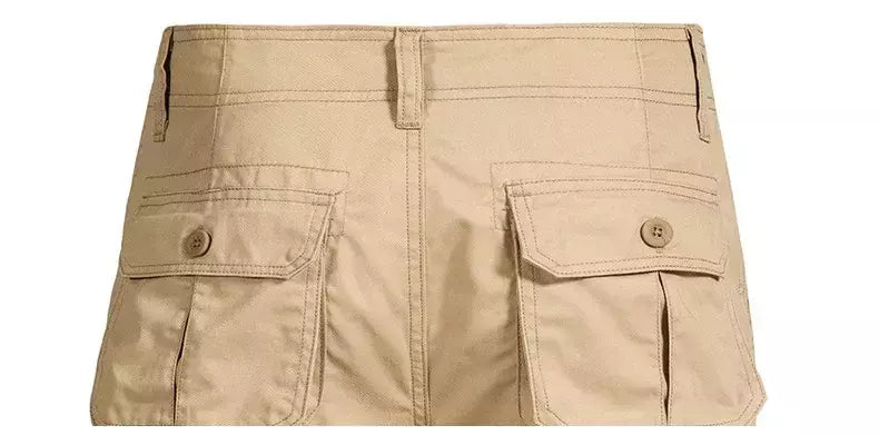 Calções de algodão de bolso múltiplo masculino, macacão de cor sólida de alta qualidade, casual ao ar livre, calças curtas esportivas, novo verão