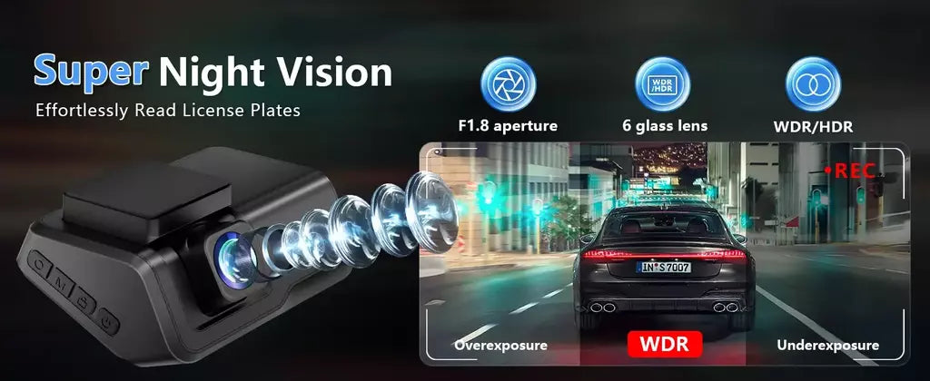 Kocam 4K UHD Dash Cam WiFi Carro DVR Dianteira e Traseira Lente Dupla Câmera Auto para Carro com Visão Noturna 24H Monitor de Estacionamento Caixa Preta