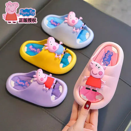 Peppa Pig Sandálias femininas de verão 2025 Novo estilo antiderrapante chinelos de banho internos para crianças em casa