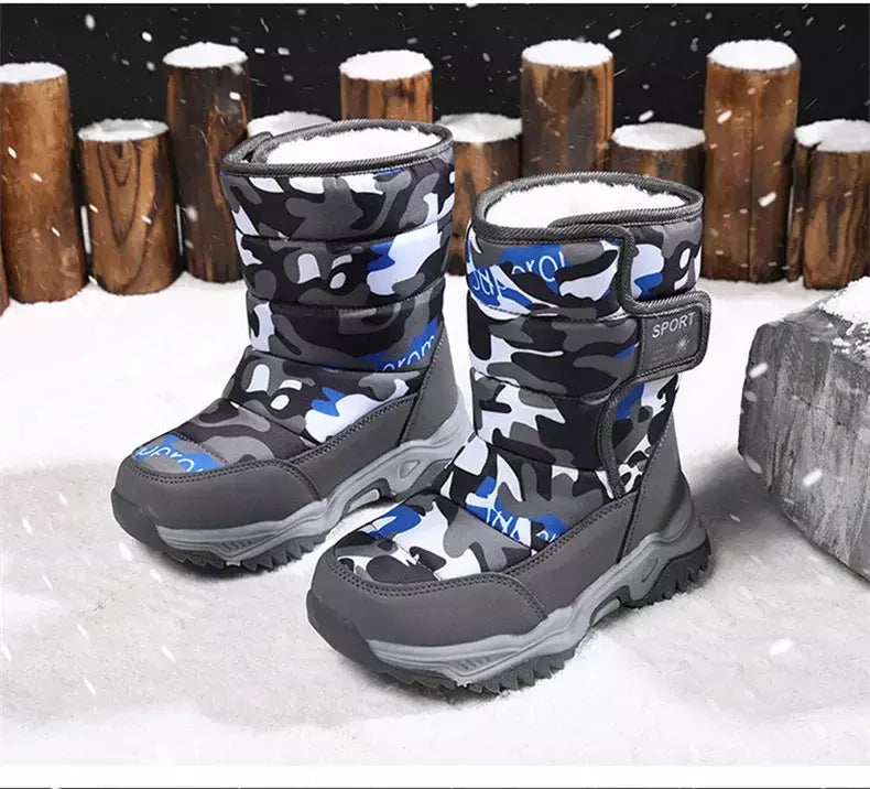 2023 inverno crianças sapatos de pelúcia tecido impermeável antiderrapante sapatos da menina sola de borracha botas de neve moda quente botas ao ar livre