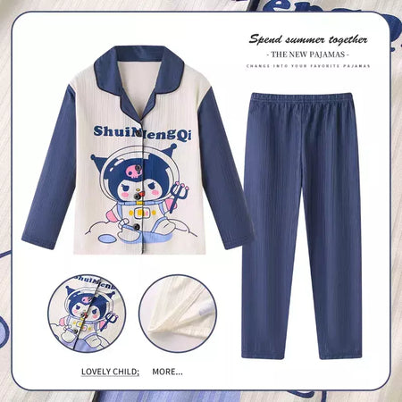 Sanrio cinnamoroll kuromi pochacco conjunto de pijamas infantis dos desenhos animados anime minha melodia manga curta pijamas bonito menino menina presentes