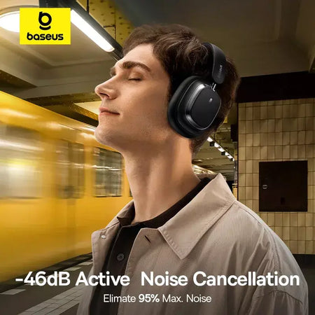 Baseus bowie h1s fones de ouvido sem fio bluetooth 5.4 cancelamento de ruído 46db sobre a orelha fone de ouvido de áudio espacial de alta resolução 120h tempo