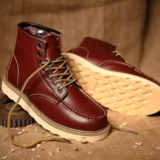 Botas de couro retrô masculina, bota alta de paraquedista, sapato curto de trabalho, estilo britânico, americano, primavera e outono