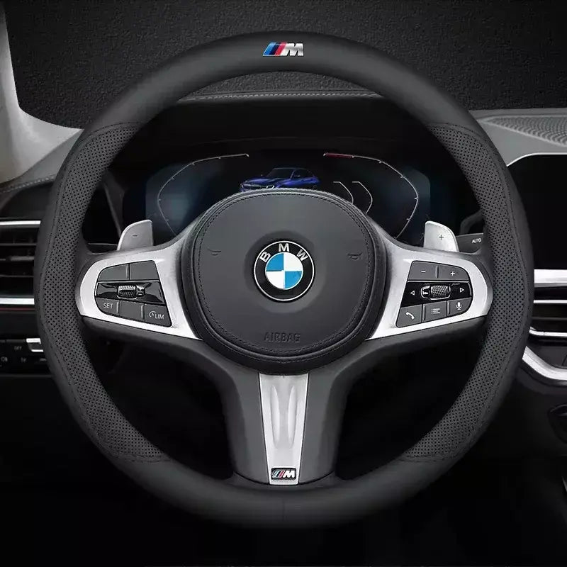Para bmw m capa de volante do carro g20 f11 e87 f30 f10 x3 g01 x5 f40 f16 m3 x1 x7 1 3 5 7 série couro antiderrapante acessórios