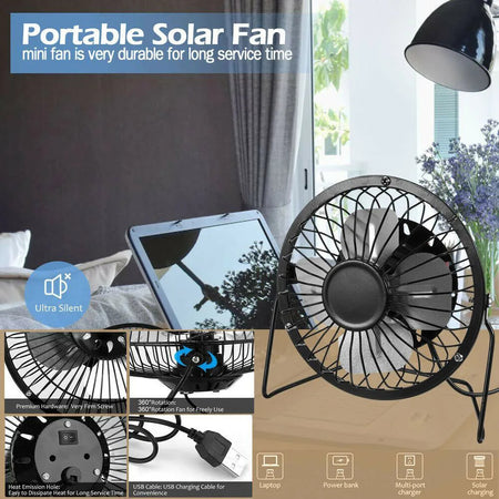 1pcs Ventilador USB Ventilador de mesa Ventilador portátil 360 ° Ventilador de resfriamento ajustável Ventilador leve de 4 polegadas dobrável para telefone celular de escritório de mesa em casa