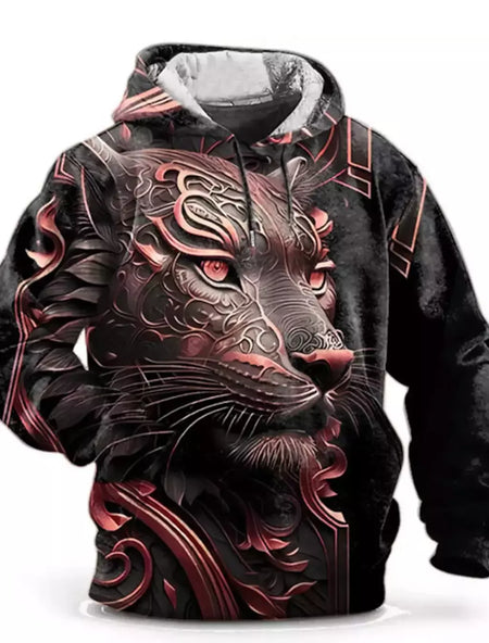 Capuz de manga comprida masculino, moletom com capuz, impressão 3D, bolso frontal, streetwear, moda primavera, novo