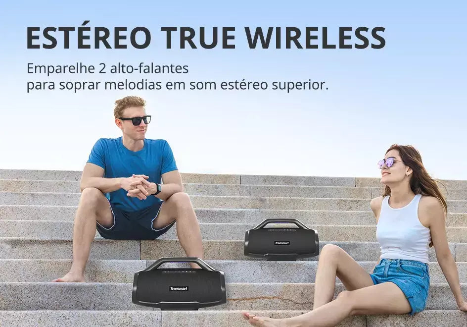 [do Brasil] caixa de som bluetooth Tronsmart Bang Max Alto-falante 130W com 3 Way Sistema de Som, 30h playtime, Sync Up 100 + alto-falantes, Controle APP