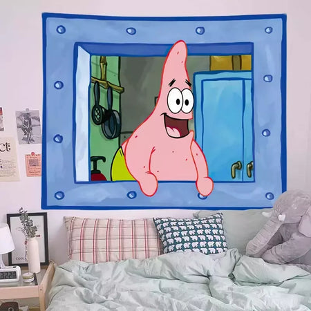 Lula Molusco Tentáculos Desenhos Animados Pano De Fundo, Tapeçaria Estética Quarto, Pendurado Na Parede, Decoração Do Quarto