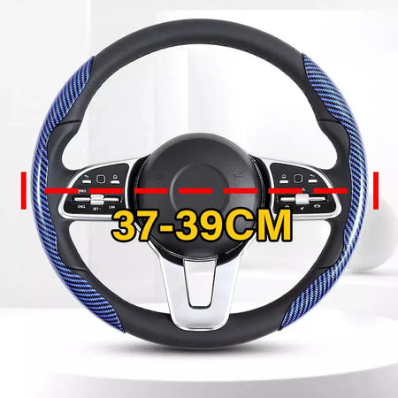 2 pçs laser de fibra de carbono silicone capa de volante do carro 1k micro fibra couro pvc roda impulsionador capa antiderrapante universal
