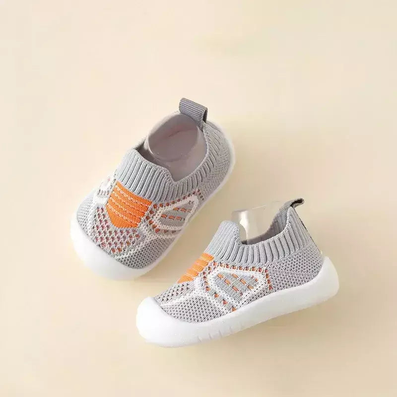 Sapatos de malha respirável para recém-nascido, meias infantis, fundo macio, antiderrapante, menino e menina, 0 a 5 anos, verão