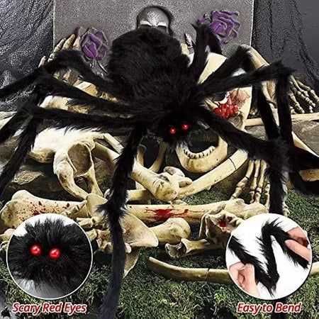 Halloween grande aranha de pelúcia horror decoração de halloween festa prop ao ar livre aranha gigante decoração 30-200cm câmara brincadeira aranha preta