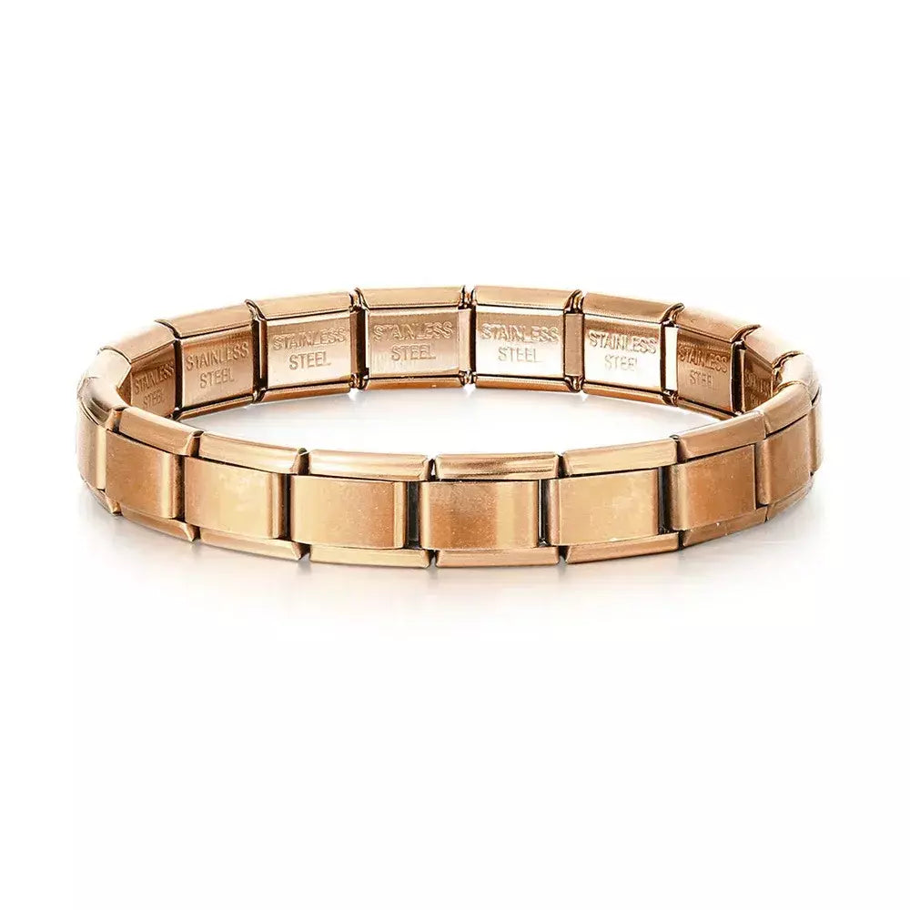 Moda praça itália pulseiras de aço inoxidável para mulheres homens hiphop metal italiano módulos stretchable presente festa aniversário jóias