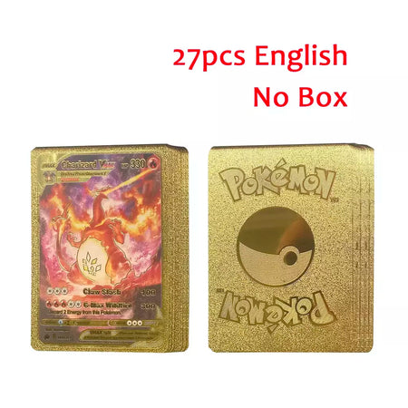 Novo 27-110 pçs cartas pokemon cartões francês inglês espanhol alemão folha de ouro silve cartões charizard vmax gx jogo coleção cartão