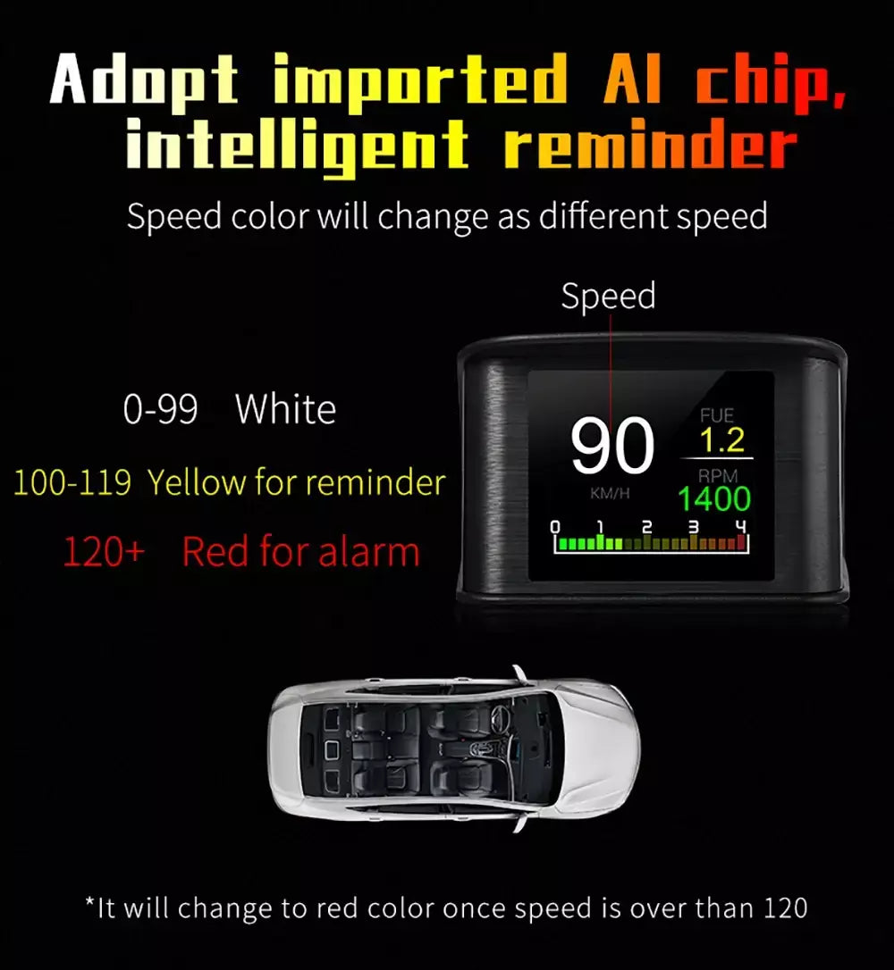 Obdii medidor digital inteligente p10 pro obd2 head up display on board computador velocímetro digital vários idiomas alarme de excesso de velocidade