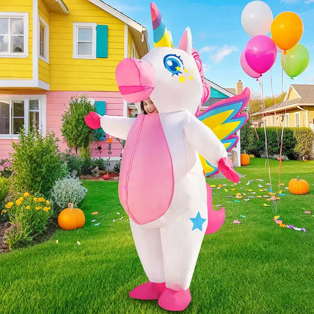 Vestuário colorido unicórnio animal trajes infláveis terno anime purim halloween carnaval festa cosplay traje para crianças adultas
