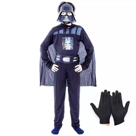 Meninos clássico filme máscara traje impresso dos desenhos animados darth vader capa armadura macacão halloween crianças fantasia cosplay traje